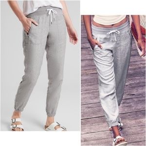 NWT Athleta Cabo Linen Joggers 8 Grey Heather